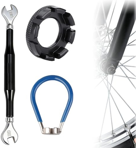 3 Stück Speichenschlüssel Fahrrad,Speichenspanner,8 Loch Nippelspanner | Speichenschlüssel Werkzeuge Set für Fahrrad Radverformung Korrigieren und Schützen - Schwarz