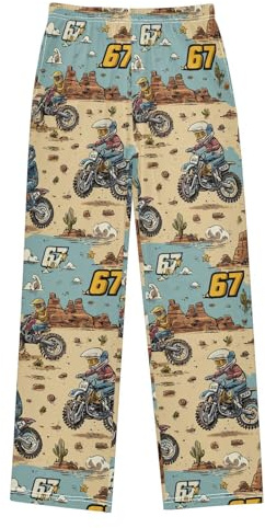 Dirt Bike Jumps with 67 (3) Boys Novelty Pants Long Pant Bottoms for Boys Kids Elastic Waist Lounge Trousers with 2 Pockets 6-8y Multi