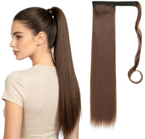 Hårstycke äkta hår fläta hästsvans hårstycke hårlocks brun | Extension hårslingor för flätning Ponytail Extension äkta hår hårfläta