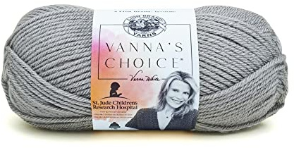 Lion Brand Yarn (1 Skein Vanna's Choice Yarn, 1 Pack, Silver Grey