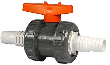 Praher | Peraqua Kugelhahn PVC, Ø 32/ Ø 38 Schlauchanschluss Weiss (Überwurfmutter abschraubbar)