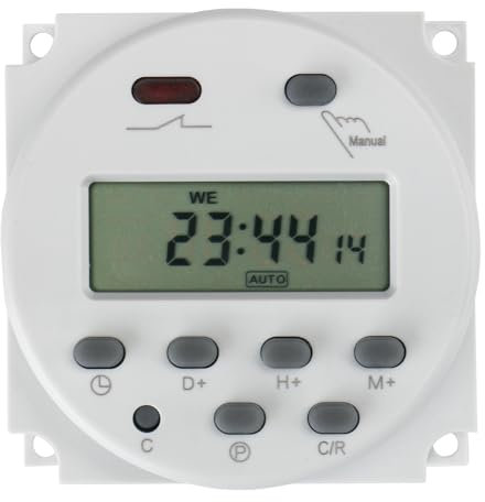 BAOMAIN CN101A Entrada DC/AC 12V, Salida 200-250V AC, 16A Amperios Temporizador Programable Digital LCD, Interruptor Relé de Tiempo Soporte 17-Tiempos Programa Diario Semanal