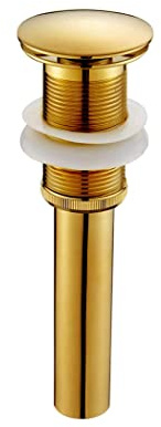 CASEWIND Ablaufgarnitur Waschbecken, Ablaufventil ohne Überlauf, Gold Pop Up Ventil Messing für Dusche