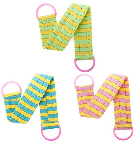 Kaxich 3pcs Rückenscrubber Luffaschwamm Zurück Scrubber Rückenbürste Rückengurt Massagegurt Rückenschwamm für Dusche