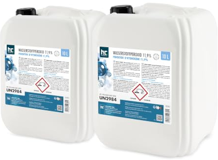 Höfer Chemie® Peroxyde d'hydrogène 11,9% – Bidon de 2 x 10 l Stabilisé avec Bouchon de Sécurité