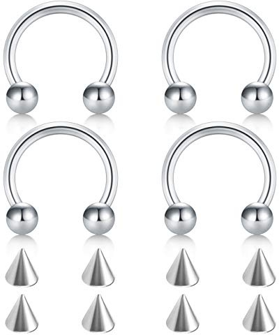 D.Bella 16G Chirurgenstahl Nasenscheidewand Hufeisen Hoop Augenbraue Lippe Bauchnabelpiercing Ring 10mm Helix Tragus Daith Turmohrringe mit Ersatzspitzen