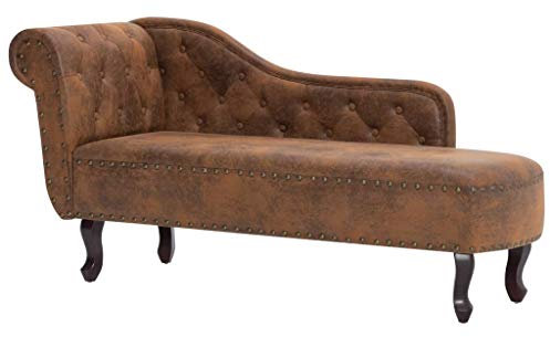 Tidyard Sofa Couch Stuhl Chaiselongue Longue Softsofa Wohnzimmer,Gesamtmaße: 162 x 56 x 77 cm (B x T x H) Wildleder-Optik