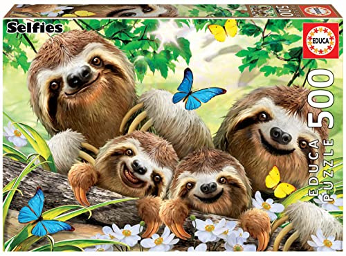 Educa - Puzzle de 500 Piezas para Adultos | Familia de Perezosos. Incluye Pegamento Fix Puzzle. A Partir de 11 años (18450)