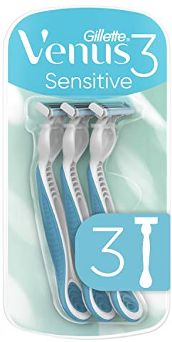 Gillette Venus 3 Sensitive Einwegrasierer Damen, 3 Damenrasierer mit Komfortklingen