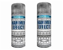 2 x Grey Direct to Metal Hammer Effect Spray Paint 400ml
