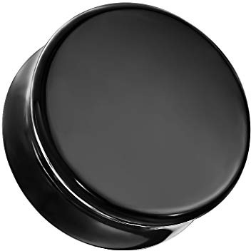 beyoutifulthings Ohr-Plug Obsidian Stein Schwarz Ohr-Piercing Ohr-Schmuck Ohr-Tunnel Double Flared Sattel-Verschluss 5-25mm