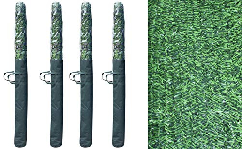 ADO - Seto Artificial Decorativo Tupido Ignífugo Verde de 3 Metros x 1.5 Metro, 90 Varillas, 80% Ocultación (4- Rollos seto 3x1.5)