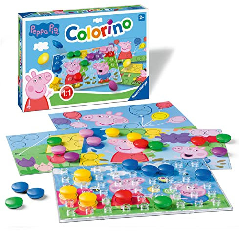 Ravensburger Kinderspiele - 20892 - Peppa Pig Colorino, Kinderspiel zum Farbenlernen, Mosaik Steckspiel, ab 2 Jahre