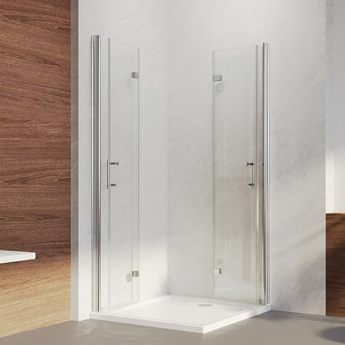 IMPTS Duschkabine 70x90x195cm Eckeinstieg Dusche 180º Falttür Duschwand Duschabtrennung NANO Glas Duschtür für Badezimmer, ohne Duschtasse