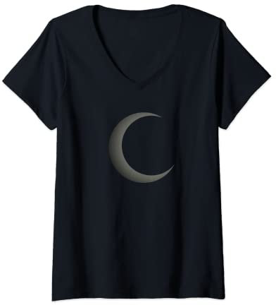 Damen Mond Sichel Symbol Magie Wicca Gott Göttin Ägypten Halbmond T-Shirt mit V-Ausschnitt