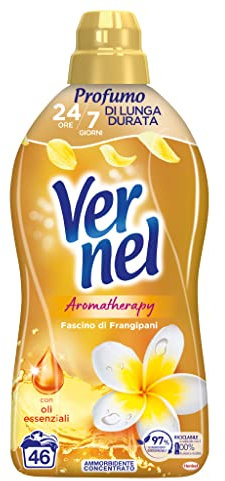 Vernel Aromatherapy Fascino Di Frangipani, Ammorbidente Lavatrice Concentrato, Sensazione Di Profumo Come Appena Lavato, confezione singola da 46 lavaggi