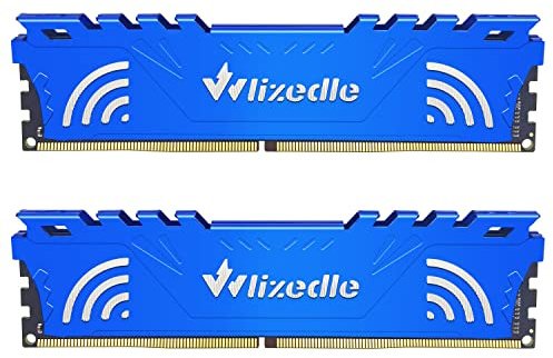 Wlizedle DDR4 3200MHz XMP 2.0 Desktop Memory RAM 32GB Kit (2x16GB) CL16 UDIMM, PC Arbeitsspeicher PC4-25600 288-Pin 1,35V Non-ECC Computer Speicher Upgrade für Rechner, Blau