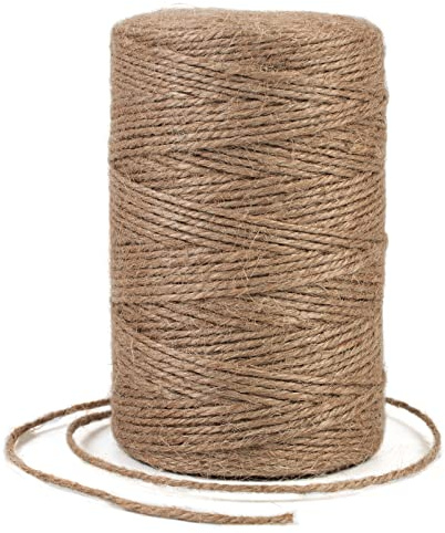 Uiopa Juteschnur 2mm x 200m, Jutegarn Juteseil Hanfseil Gartenschnur Paketschnur Naturfaser, 3-Lagig Jute Schnur für Garten, DIY Basteln, Geschenkverpackung, Weihnachtsdekoration (Braun)