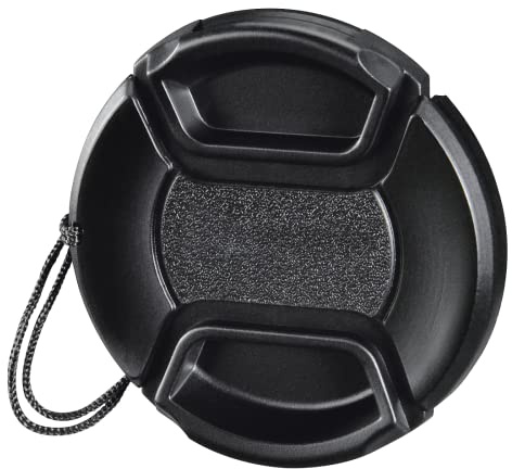 Hama Objektivdeckel 55mm „Smart Snap“ (für Kameras mit 55 mm Objektiv, mit Halter/Kordel/Band, Objektivschutz, Objektiv Abdeckung, als Ersatz, einfach zu befestigen, zum Klemmen, universal) schwarz