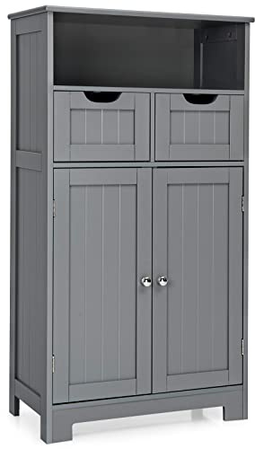 CASART Bathroom Floor Cabinet, Wooden Storage Cupboard with Adjustable Shelf & Doors, Freestanding Side Cabinet Storage Organizer for Bathroom Kitchen Living Room (Grey) | Adjustable Shelf & Doors, Freestanding Side Cabinet Storage Organizer for Bathroom Kitchen Living Room (Grey)