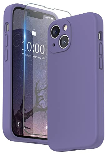 SURPHY Hülle Kompatibel mit iPhone 13 mini Hülle Silikon mit Displayschutzfolie, Handyhülle iPhone 13 mini Case mit Kameraschutz, iPhone 13 mini Hülle Schutzhülle 5,4 Zoll 2021, Iris violett