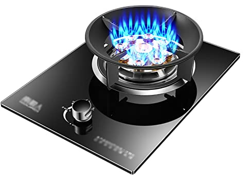 Gas Hob Kitchen Cooking Built-In Gas Stove 33 Cm Stove Burner, Black Tempered Glass Cooktop, Easy To Clean(D LPG) (Black LPG)