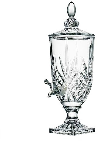 Vnook Distributeur de Boissons en Verre Cristal, avec Bouteille en Verre for Robinet d'eau | Boîte de jus de fruits de grande capacité, pot d'eau froide transparent, réservoir de jus