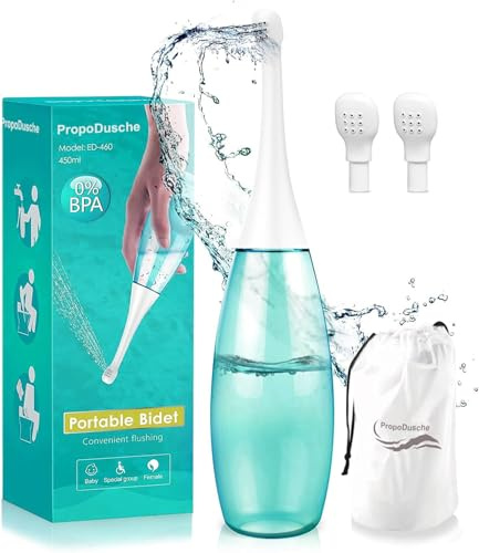 Bidet Portable, Po Dusche Wochenbett, Podusche 450ML, Intimdusche Mit Ersatzdüse, Poduschesche Mit Aufbewahrungsbeutel, Peri Bottle Postpartum Frau,Wasserdichtes