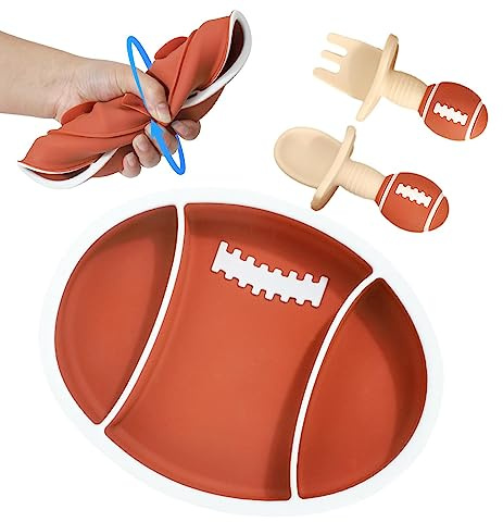 in silicone per bambini, piastra di aspirazione a forma di palla da rugby per bambini, auto-nutrizione, diviso, accessorio per l'alimentazione dei bambini per bambini