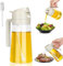 Oil Bottle Oil Sprayer for Cooking, Glass Vinegar Dispensing Cruets, 2-in-1 Oil Dispenser and Vinegar Sprayer, 470ml Portable Glass Cooking Bottle for Air Fryer Salad Baking BBQ Grilling (White)