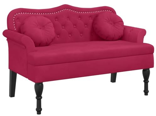 vidaXL Sitzbank mit Kissen Weinrot 120,5x65x75 cm Samt