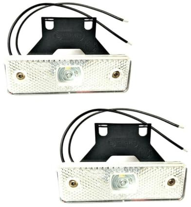 MelTruck 2x LED Umrissleuchte mit Reflektor für Anhänger, Trailer, Wohnwagen, LKW – Rot, Weiß oder Orange, 12V 24V, IP66/68, E20 Zulassung 98x58,5mm (Weiß)