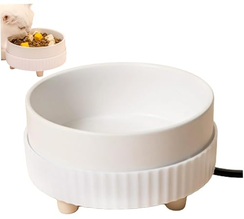 Beheizte Haustierwasserschüssel, 5,3 Zoll 350 ml USB -erhitzte Wasserschale für Hunde, Winter Wärme Wasserschale für Hundekatze Kaninchen Huhn Enten Eichhörnchen (weiß)