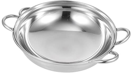 OUNONA 2pcs 22cm Stainless Steel Anti-Spill Pot for Hot Pot Cooking Sturdy Kitchen Metal Pan Handle for Single Serve Meals in Home or Restaurant