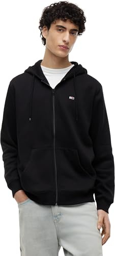 Tommy Jeans Herren Hoodie mit Reißverschluss Flag Zip Thru mit Kapuze