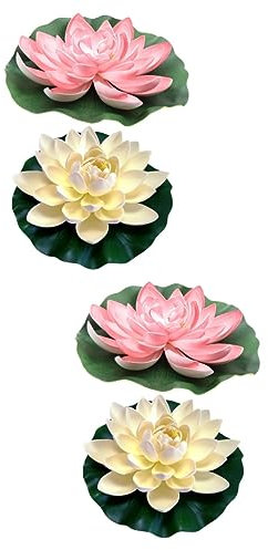 Kisangel 4stücke Künstliche Lotusblumen Simulierte Wasserlilien Für Teich Und Aquariendekoration Hellrosa Schwimmende Deko Für Garten Pool Fountains Und Hochzeiten