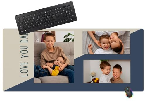 Wanapix | Vatertag Mauspad personalisiert | XXL Mousepad mit Foto | Schreibtischunterlage | Desk mat | Vatertagsgeschenk für Papa | rutschfeste Gummibasis | 90 x 40cm | Papa