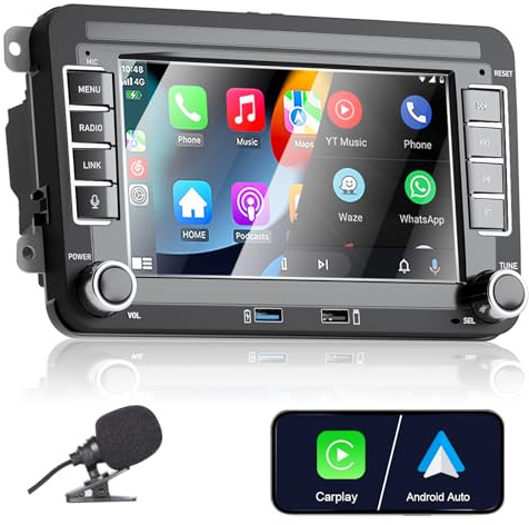 Bilradio med Carplay Android Auto 7-tums kapacitiv pekskärm bluetooth FM AM USB RDS Canbus backkamera radio för VW Jetta Golf MK5 6 Passat T5 EOS Polo Touran Caddy