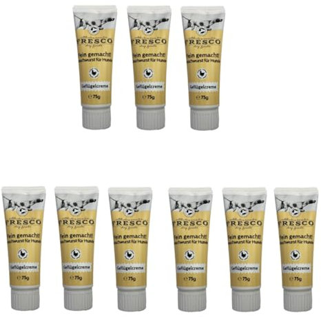 Fresco Fein Gemacht! Geflügelcreme | 9er Pack | 9 x 75 g | Naschwurst für Hunde | Kann unterstützend Sein für den empfindlichen Hundemagen | Kann eine optimale Ergänzung Sein