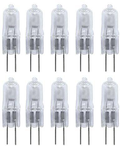 UGEFKMQ Halogen Leuchtmittel G4 24V 10W 20W 35W 50W Transparente Kapsel Glühbirne 2-polige Für Dunstabzugshaube, Schränke, Tischlampen,10W,10PC