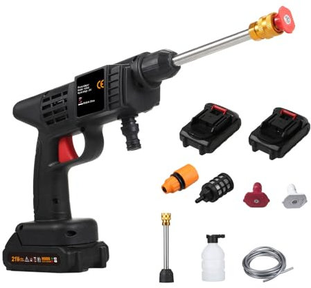 Pretfy Kabelloser Hochdruckreiniger,tragbarer Handdruckreiniger mit 150 PSI und Akku und Ladegerät,21V 1500 mAh,wiederaufladbarer Akku,elektrischer Hochdruckreiniger zum Autowaschen, Blumengießen