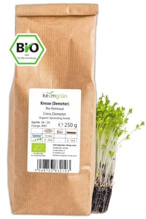 Keimgrün Bio Kressesamen, Sprossen Samen aus Deutschland, für Kresse Anzuchtschalen & Microgreens, Wähle zwischen 250g, 500g & 750g, regional abgefüllt, plastikfreie Verpackung, seit 2018