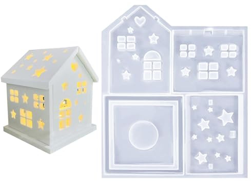 Silikonform Haus, Silikonformen Gießformen Häuser, Haus Silikonform, LED-Licht Haus Form, Kerzenlicht Haus, Drip Gips Handmade Formen Für Kerzenhalter, Weihnachten Haus Form, Gießformen Häuser