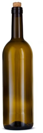 FERRAMENTA BONIFAZIO Set 60 Bottiglie Bordolesi in Vetro Colore UVAG da 750ml con Tappi di Sughero Inclusi – Ideali per Vino Bianco, Rosso, Olio Aromatizzato, Amari e Liquori (60 Pezzi, 750ml)