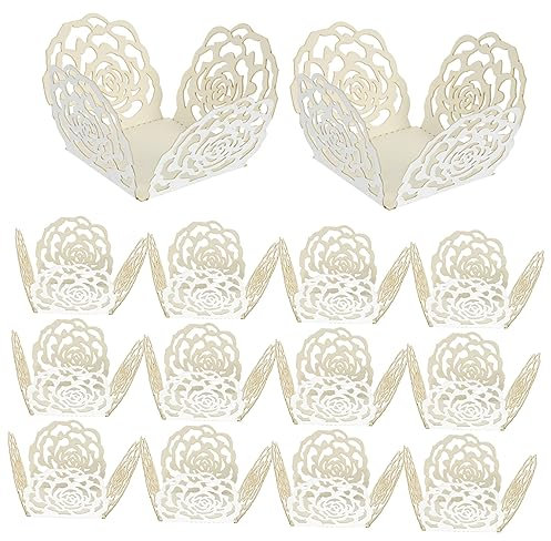 Hoement 50 Stück Schokoladenverpackungen mit Hohlen Rosenrändern Glänzende Silberne Hochzeitsparty Dessert-tischdekoration Schokoladenverpackung für Veranstaltungen
