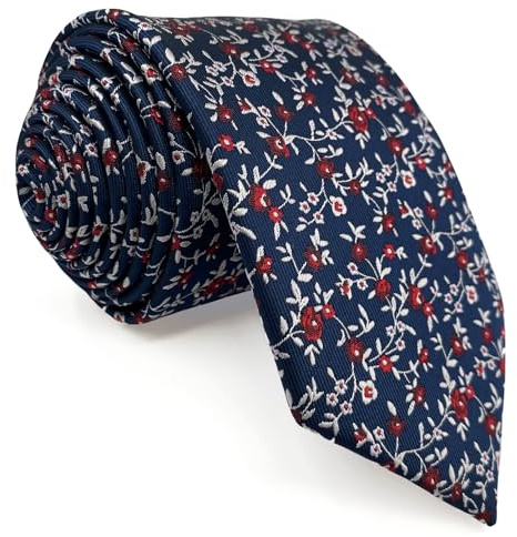 S&W SHLAX&WING Cravatte florale homme bleu blanc rouge pour fête bal mariage extra longue 160cm