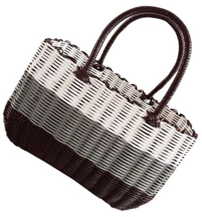 Alipis Rattan Woven Einkaufskorb Handgefertigte Mittelgroße Strohtasche Für Einkäufe Und Badutensilien Und Vielseitig Für Damen