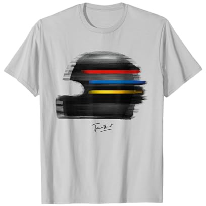 James Hunt Rosso Blu Giallo Band Racing Casco Art Maglietta