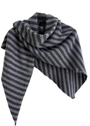 YsRoad Damenschals - Dreiecksschal, warm, weich, gestrickte Wolle, einfarbig gestreiftes Bandana, 174x72cm Schwarz-Weiß gestreift,Rot, Dunkelgrau,Marineblau gestreift