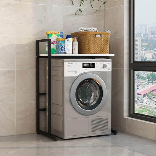 Mueble Lavadora Secadora Exterior,Estanteria Lavadora,Mueble Encima Lavadora,Armario Lavadora Y Secadora Vertical,Soporte De Altura Ajustable Para Secadora,Para Entrada(Black/white)